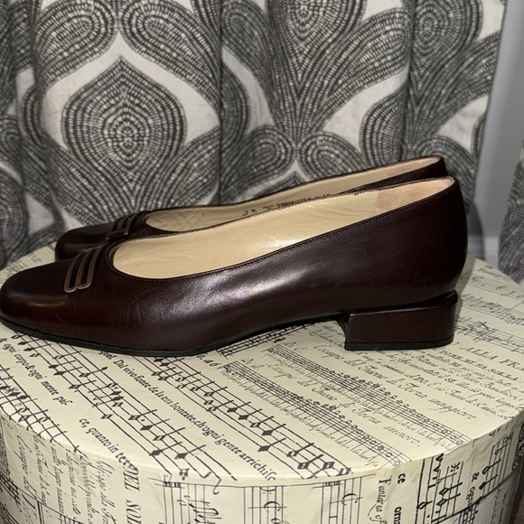 Bally Brown Leather Paradisea Flats - Picture 1 of 11